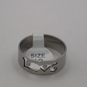 Women's Stainless Steel Alloy Silver Love Engraved Band Ring U.S Size 9.5